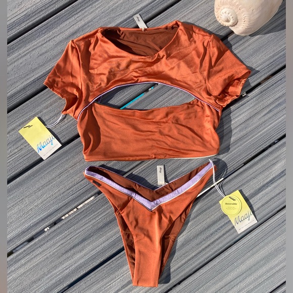 MAAJI Set - Satin Janece Crop Bikini Top & Resplendent Cheeky Bottoms - L/M - Picture 2 of 16